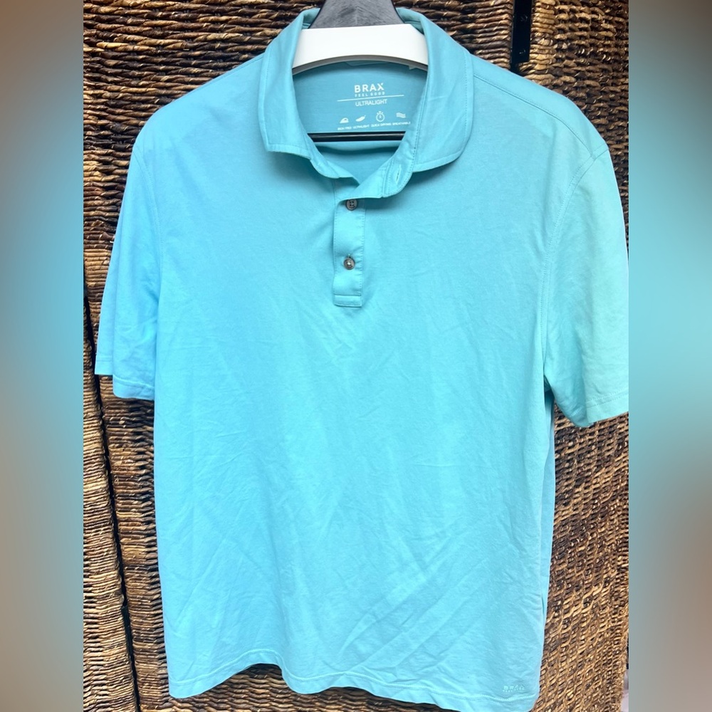 Brax- Ultralight, Style: Pepe, Men's Teal Blue Polo Shirt- Size:‎ Large